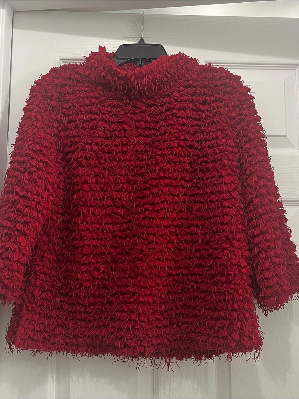 Vince Camuto Red Textured Loop-Knit Turtleneck Sweater